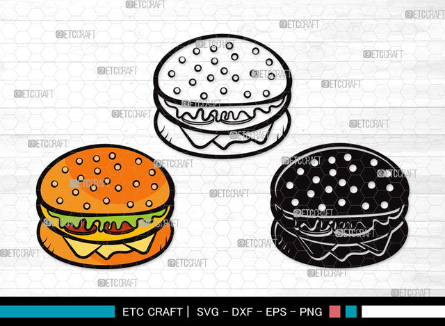 Burger SVG Cut File | Hamburger Svg | Fast Food Svg | Bbq Food Svg | Cheeseburger Svg | Burger Clipart SVG ETC Craft 