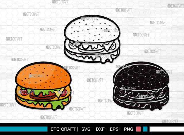 Burger SVG Cut File | Hamburger Svg | Fast Food Svg | Bbq Food Svg | Cheeseburger Svg | Burger Clipart SVG ETC Craft 