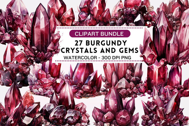 Burgundy Crystals and Gems Clipart Sublimation Regulrcrative 