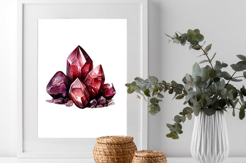 Burgundy Crystals and Gems Clipart Sublimation Regulrcrative 