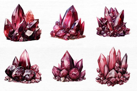 Burgundy Crystals and Gems Clipart Sublimation Regulrcrative 