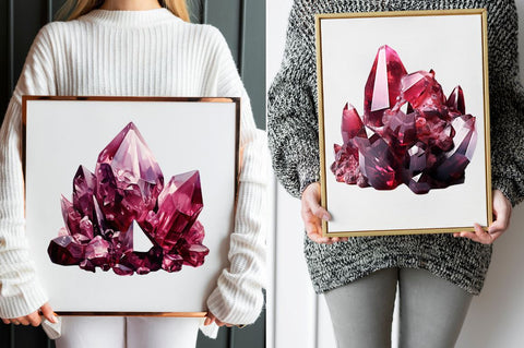 Burgundy Crystals and Gems Clipart Sublimation Regulrcrative 