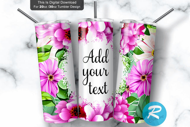 Burgundy Pink Floral 20 oz / 30 oz Tumbler PNG Sublimation Regulrcrative 