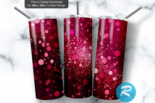 Burgundy Red Pink Faux Glitter 20 oz / 30 oz Tumbler PNG Sublimation Regulrcrative 