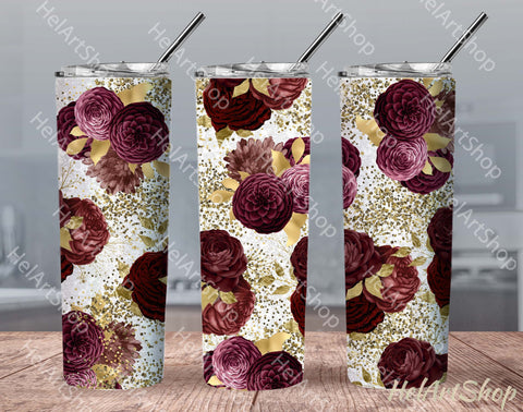 Burgundy Tumbler PNG| Floral Sublimation Sublimation _HelArtShop_ 