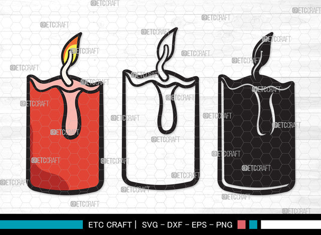 Burning Candle Clipart SVG | Birthday Candles Svg | Wax Candle Svg | Melting Candle Svg | Christmas Candle Svg | Meditation Candle Svg | Candle Svg | Burning Candle Clipart SVG ETC Craft 