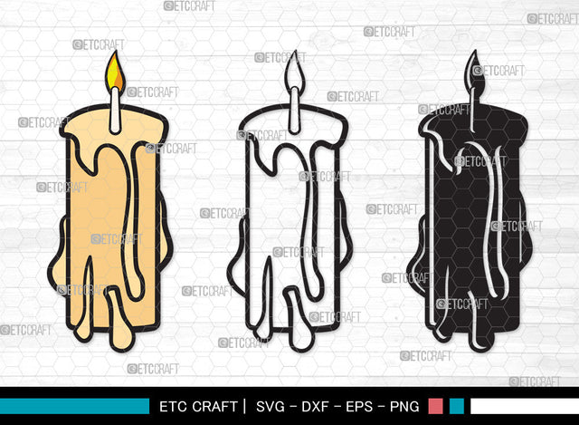 Burning Candle Clipart SVG | Birthday Candles Svg | Wax Candle Svg | Melting Candle Svg | Christmas Candle Svg | Meditation Candle Svg | Candle Svg | Burning Candle Clipart SVG ETC Craft 