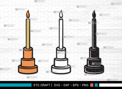 Burning Candle Clipart SVG | Birthday Candles Svg | Wax Candle Svg | Melting Candle Svg | Christmas Candle Svg | Meditation Candle Svg | Candle Svg | Burning Candle Clipart SVG ETC Craft 