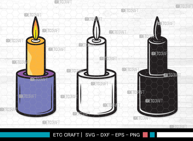 Burning Candle Clipart SVG | Birthday Candles Svg | Wax Candle Svg | Melting Candle Svg | Christmas Candle Svg | Meditation Candle Svg | Candle Svg | Burning Candle Clipart SVG ETC Craft 