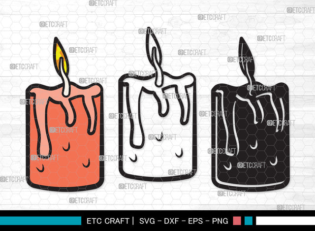 Burning Candle Clipart SVG | Birthday Candles Svg | Wax Candle Svg | Melting Candle Svg | Christmas Candle Svg | Meditation Candle Svg | Candle Svg | Burning Candle Clipart SVG ETC Craft 