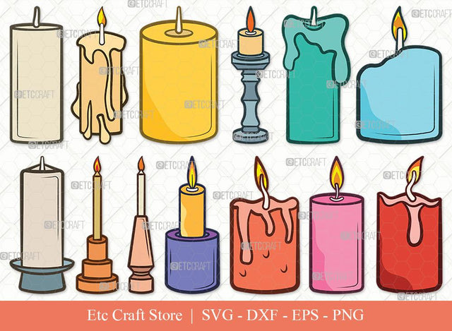 Burning Candle Clipart SVG Cut File | Birthday Candles Svg | Wax Candle Svg | Melting Candle Svg | Christmas Candle Svg | Meditation Candle Svg | Candle Svg | Burning Candle Svg Bundle SVG ETC Craft 