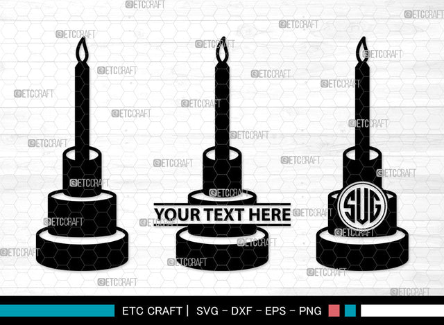Burning Candle Monogram SVG | Birthday Candles Svg | Wax Candle Svg | Melting Candle Svg | Christmas Candle Svg | Meditation Candle Svg | Candle Svg | Burning Candle Monogram SVG ETC Craft 