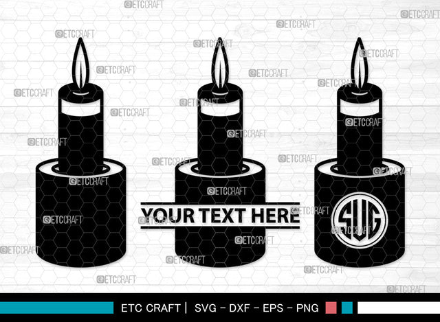 Burning Candle Monogram SVG | Birthday Candles Svg | Wax Candle Svg | Melting Candle Svg | Christmas Candle Svg | Meditation Candle Svg | Candle Svg | Burning Candle Monogram SVG ETC Craft 