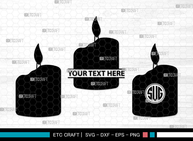 Burning Candle Monogram SVG | Birthday Candles Svg | Wax Candle Svg | Melting Candle Svg | Christmas Candle Svg | Meditation Candle Svg | Candle Svg | Burning Candle Monogram SVG ETC Craft 