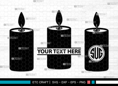 Burning Candle Monogram SVG | Birthday Candles Svg | Wax Candle Svg | Melting Candle Svg | Christmas Candle Svg | Meditation Candle Svg | Candle Svg | Burning Candle Monogram SVG ETC Craft 