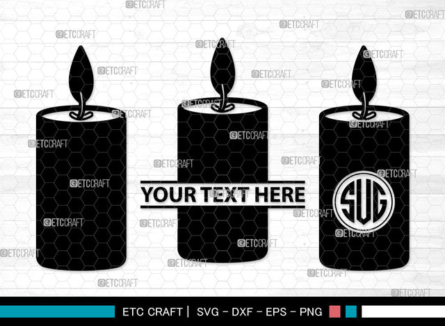 Burning Candle Monogram SVG | Birthday Candles Svg | Wax Candle Svg | Melting Candle Svg | Christmas Candle Svg | Meditation Candle Svg | Candle Svg | Burning Candle Monogram SVG ETC Craft 