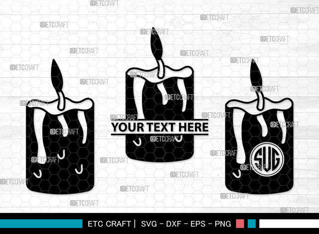 Burning Candle Monogram SVG | Birthday Candles Svg | Wax Candle Svg | Melting Candle Svg | Christmas Candle Svg | Meditation Candle Svg | Candle Svg | Burning Candle Monogram SVG ETC Craft 