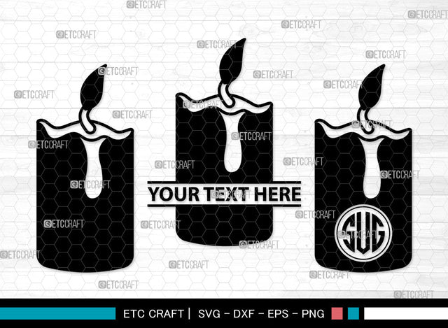 Burning Candle Monogram SVG | Birthday Candles Svg | Wax Candle Svg | Melting Candle Svg | Christmas Candle Svg | Meditation Candle Svg | Candle Svg | Burning Candle Monogram SVG ETC Craft 