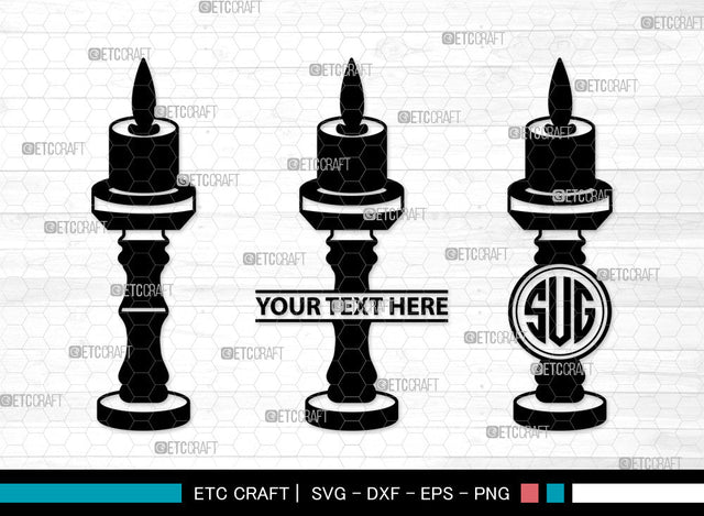 Burning Candle Monogram SVG | Birthday Candles Svg | Wax Candle Svg | Melting Candle Svg | Christmas Candle Svg | Meditation Candle Svg | Candle Svg | Burning Candle Monogram SVG ETC Craft 