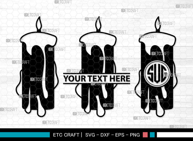 Burning Candle Monogram SVG | Birthday Candles Svg | Wax Candle Svg | Melting Candle Svg | Christmas Candle Svg | Meditation Candle Svg | Candle Svg | Burning Candle Monogram SVG ETC Craft 