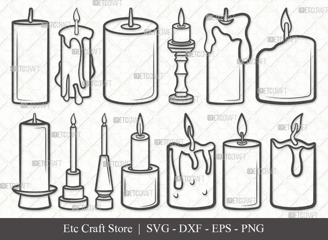 Burning Candle Outline SVG Cut File | Birthday Candles Svg | Wax Candle Svg | Melting Candle Svg | Christmas Candle Svg | Meditation Candle Svg | Candle Svg | Burning Candle Svg Bundle SVG ETC Craft 