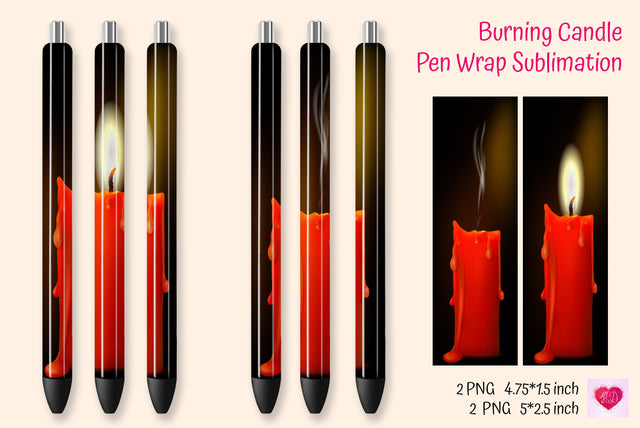 Burning Candle Pen Wrap Sublimation. Waterslide Pen Wraps Sublimation Kseniia designer 