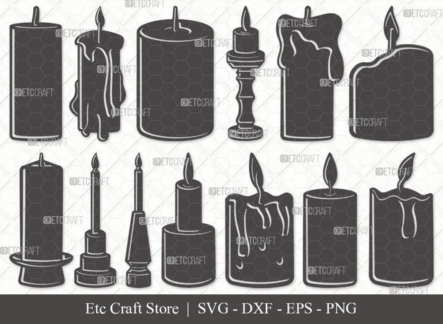 Burning Candle Silhouette SVG Cut File | Birthday Candles Svg | Wax Candle Svg | Melting Candle Svg | Christmas Candle Svg | Meditation Candle Svg | Candle Svg | Burning Candle Svg Bundle SVG ETC Craft 