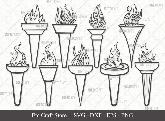 Burning Torch Outline SVG Cut File | Burning Torch SVG | Torch Svg | Burning Svg | Burning Torch Bundle SVG ETC Craft 