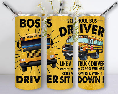Bus Driver Gifts Tumbler Cup with Lid and Straw School Bus Driver Appreciation PNG 20 oz Skinny Tumbler Sublimation Design Sublimation PixelChick 
