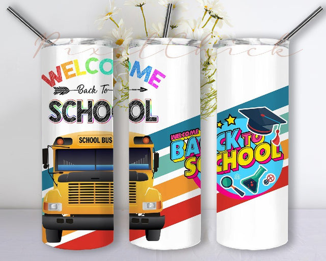 Bus Driver Gifts Tumbler Cup with Lid and Straw School Bus Driver Appreciation PNG 20 oz Skinny Tumbler Sublimation Design Sublimation PixelChick 