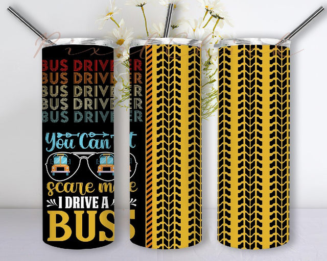 Bus Driver Life Design Full Tumbler Wrap Png, Back To School, School Bus 20oz Skinny Straight Tumbler Sublimation Sublimation PixelChick 