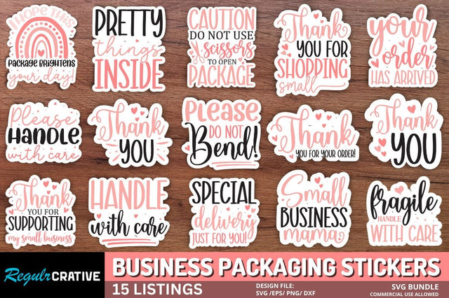 Business Packaging Stickers Bundle SVG Regulrcrative 