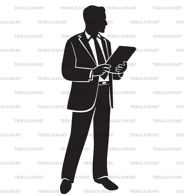 Businessman holding a folder SVG TribaliumArtSF 