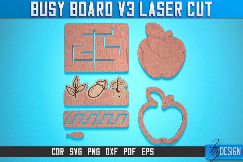 Busy Board Laser Cut SVG | Baby Game Laser Cut SVG Design | CNC Files SVG Fly Design 