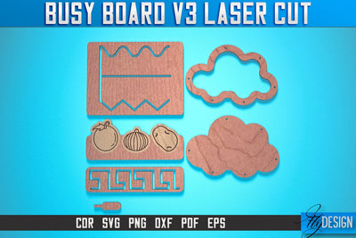 Busy Board Laser Cut SVG | Baby Game Laser Cut SVG Design | CNC Files SVG Fly Design 
