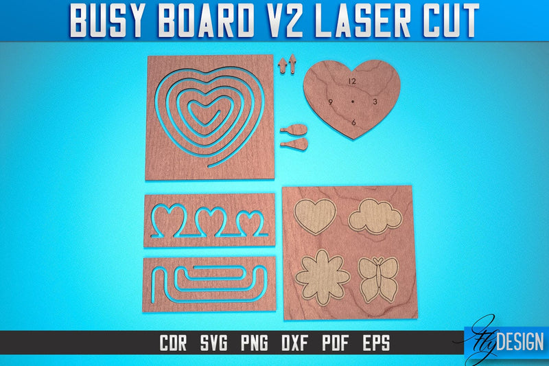 Busy Board Laser Cut SVG | Baby Game Laser Cut SVG Design | CNC Files SVG Fly Design 