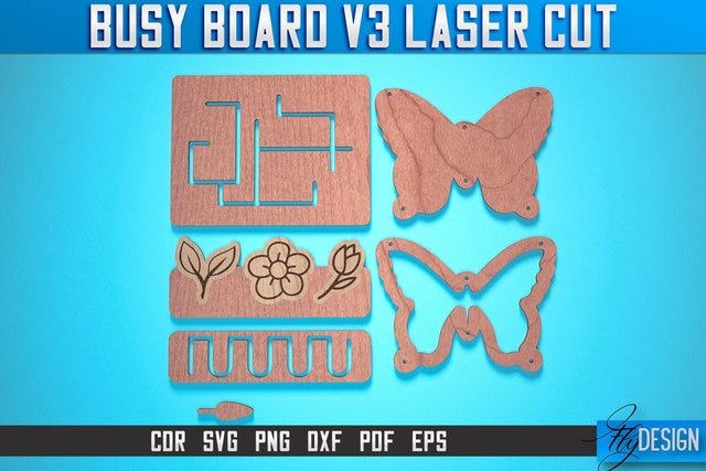 Busy Board Laser Cut SVG | Baby Game Laser Cut SVG Design | CNC Files SVG Fly Design 