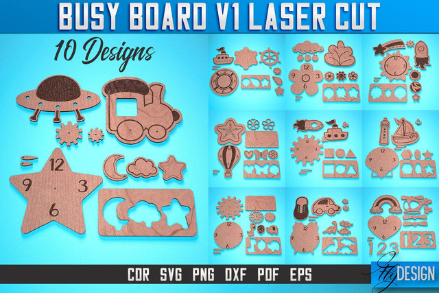 Busy Board Laser Cut SVG | Baby Game Laser Cut SVG Design | CNC Files v.1 SVG Fly Design 