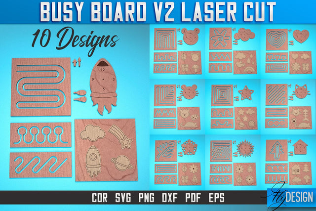 Busy Board Laser Cut SVG | Baby Game Laser Cut SVG Design | CNC Files v.2 SVG Fly Design 