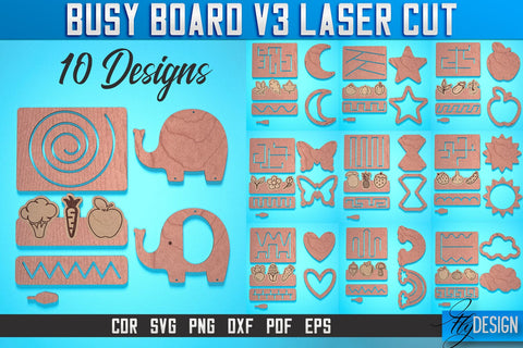 Busy Board Laser Cut SVG | Baby Game Laser Cut SVG Design | CNC Files v.3 SVG Fly Design 