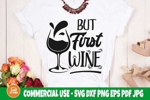 But first wine SVG cut file | Wine glass clipart | Drinking saying svg | Alcohol svg SVG TonisArtStudio 