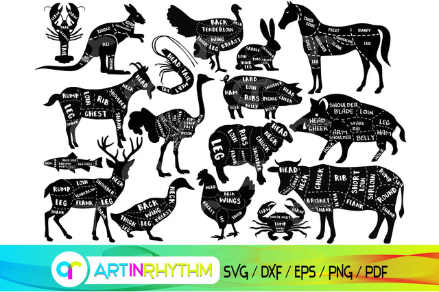 butcher svg bundle, farmers market, poultry shop, meat chart, butchers guide SVG Artinrhythm shop 
