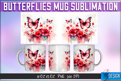 Butterflies 11 Oz | 15 Oz Mug Sublimation Sublimation Fly Design 