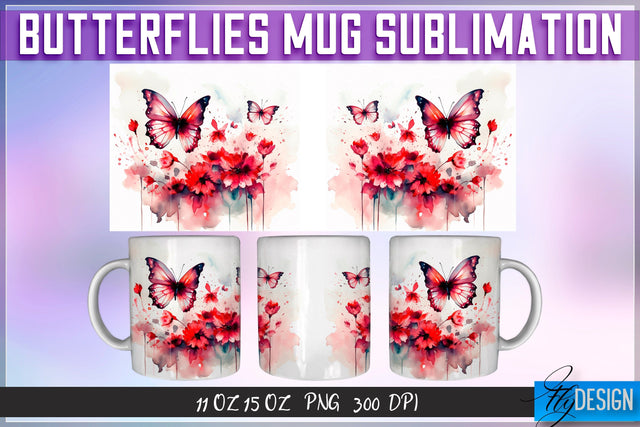 Butterflies 11 Oz | 15 Oz Mug Sublimation Sublimation Fly Design 