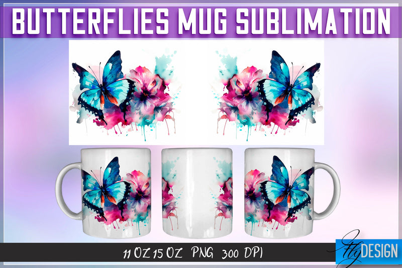Butterflies 11 Oz | 15 Oz Mug Sublimation Sublimation Fly Design 