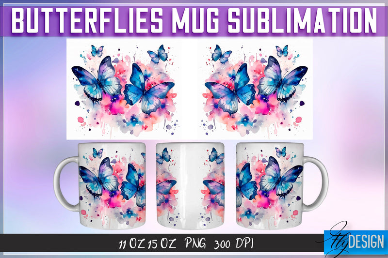 Butterflies 11 Oz | 15 Oz Mug Sublimation Sublimation Fly Design 