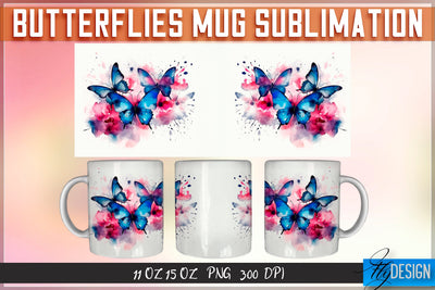 Butterflies 11 Oz | 15 Oz Mug Sublimation Sublimation Fly Design 