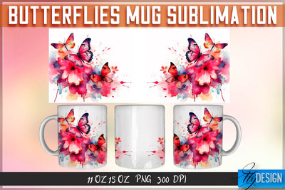Butterflies 11 Oz | 15 Oz Mug Sublimation Sublimation Fly Design 