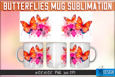 Butterflies 11 Oz | 15 Oz Mug Sublimation Sublimation Fly Design 