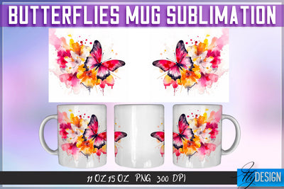 Butterflies 11 Oz | 15 Oz Mug Sublimation Sublimation Fly Design 